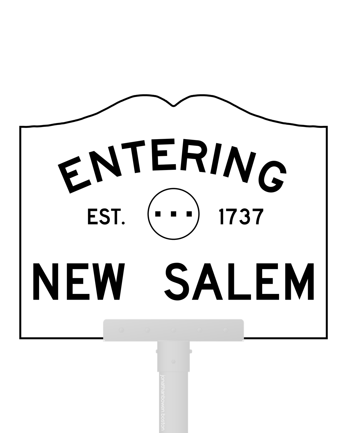 New Salem, Massachusetts, appears on a municipal entry sign marked EST. 1737.