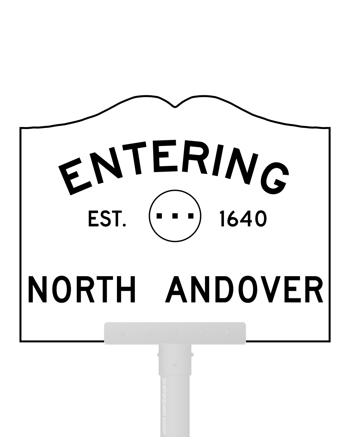 North Andover, Massachusetts, appears on a municipal entry sign marked EST. 1640.