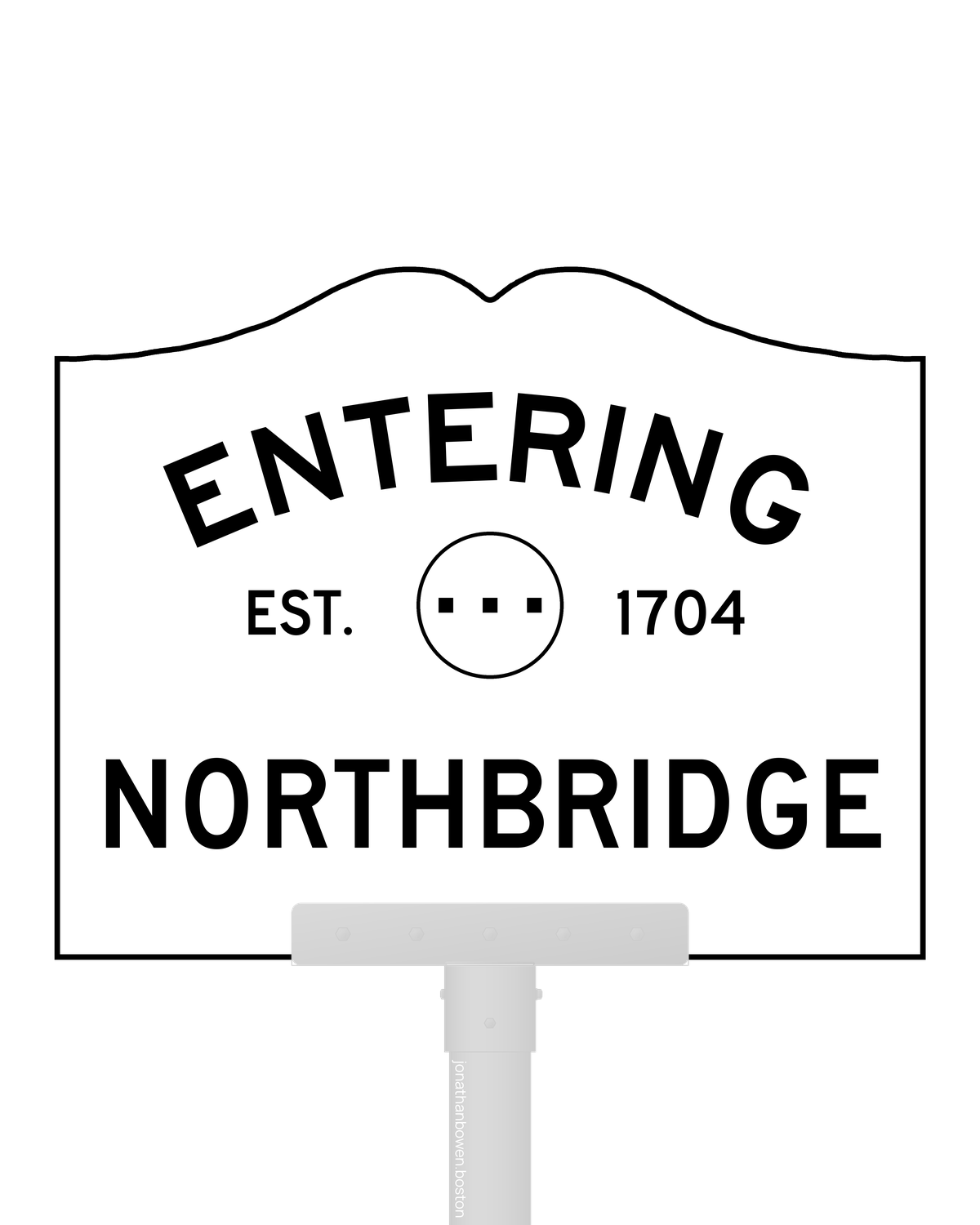 Northbridge, Massachusetts, appears on a municipal entry sign marked EST. 1704.