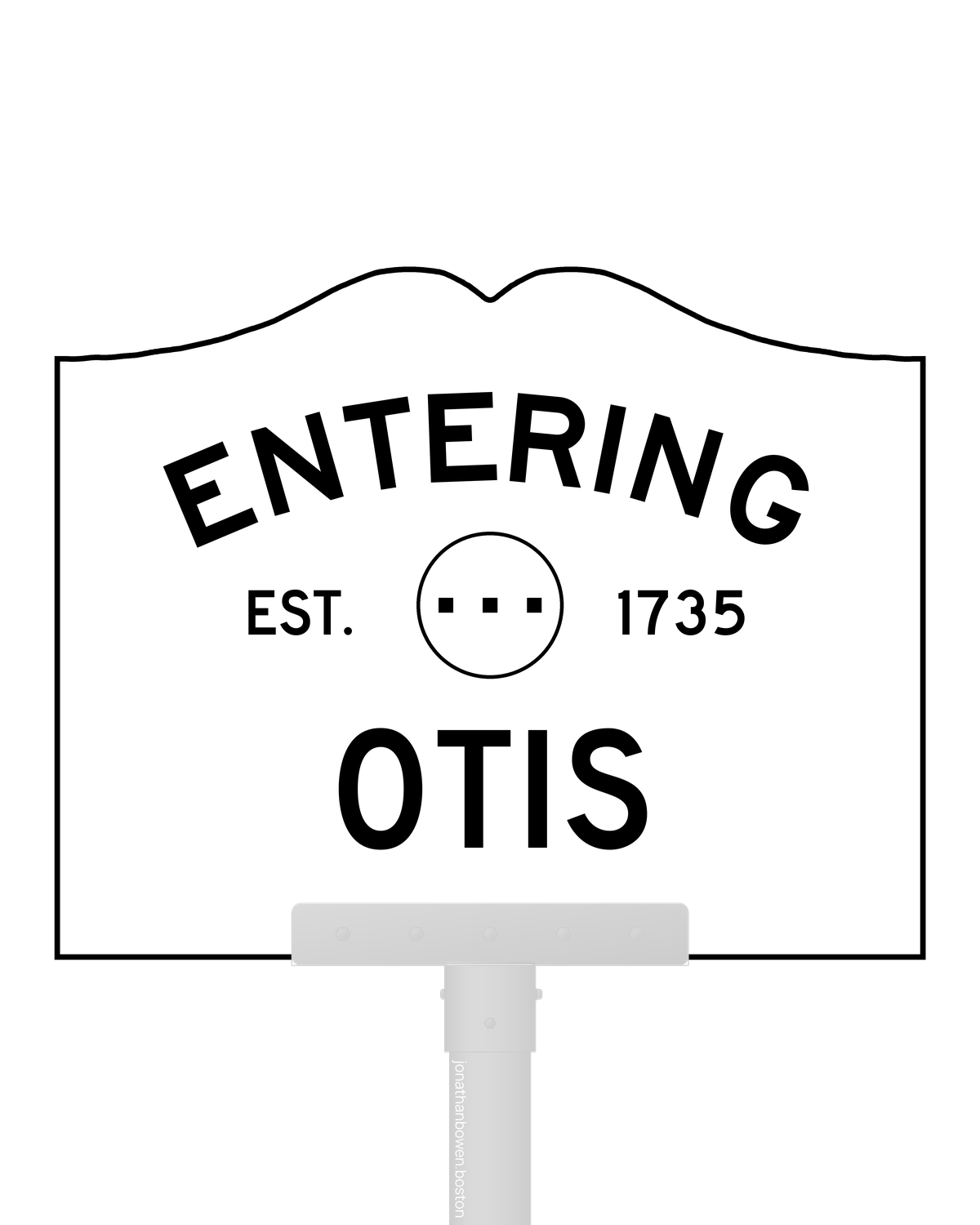 Otis, Massachusetts, appears on a municipal entry sign marked EST. 1735.