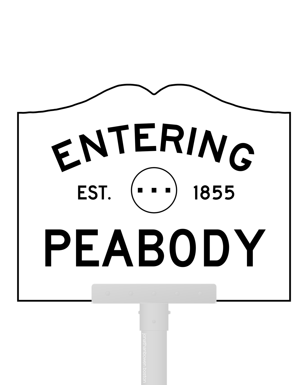 Peabody, Massachusetts, appears on a municipal entry sign marked EST. 1855.