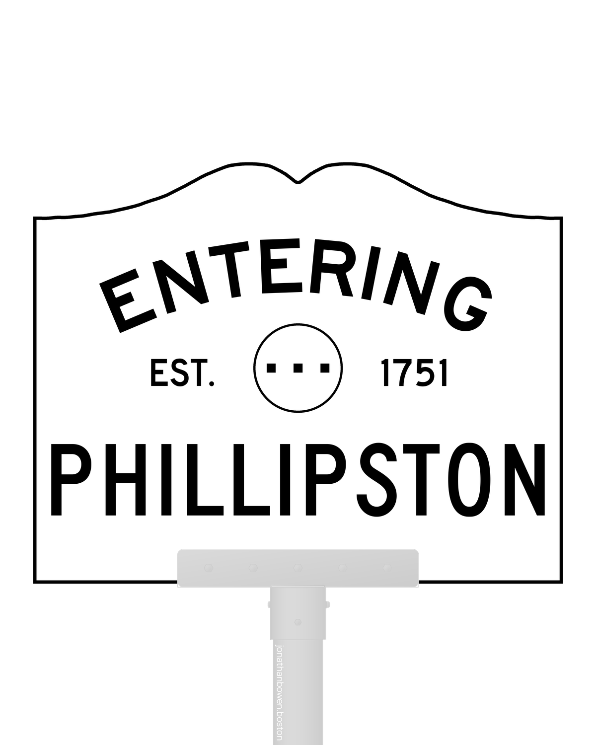 Phillipston, Massachusetts, appears on a municipal entry sign marked EST. 1751.