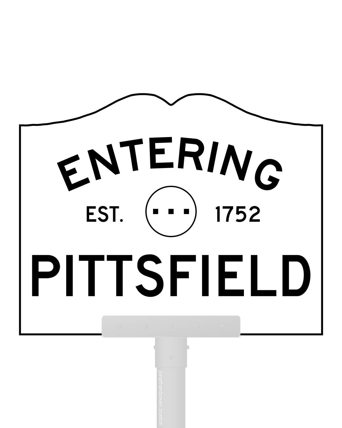 Pittsfield, Massachusetts, appears on a municipal entry sign marked EST. 1752.
