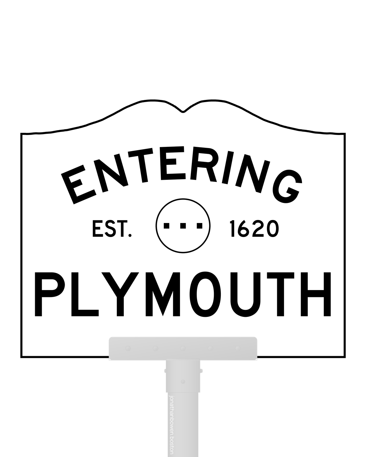Plymouth, Massachusetts, appears on a municipal entry sign marked EST. 1620.