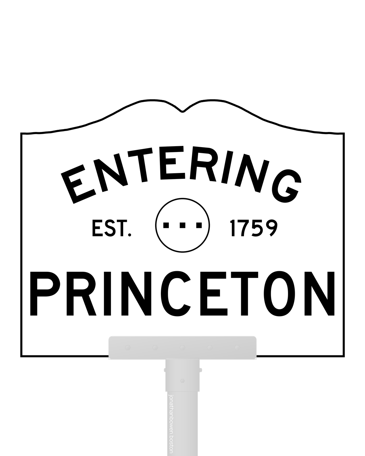 Princeton, Massachusetts, appears on a municipal entry sign marked EST. 1759.