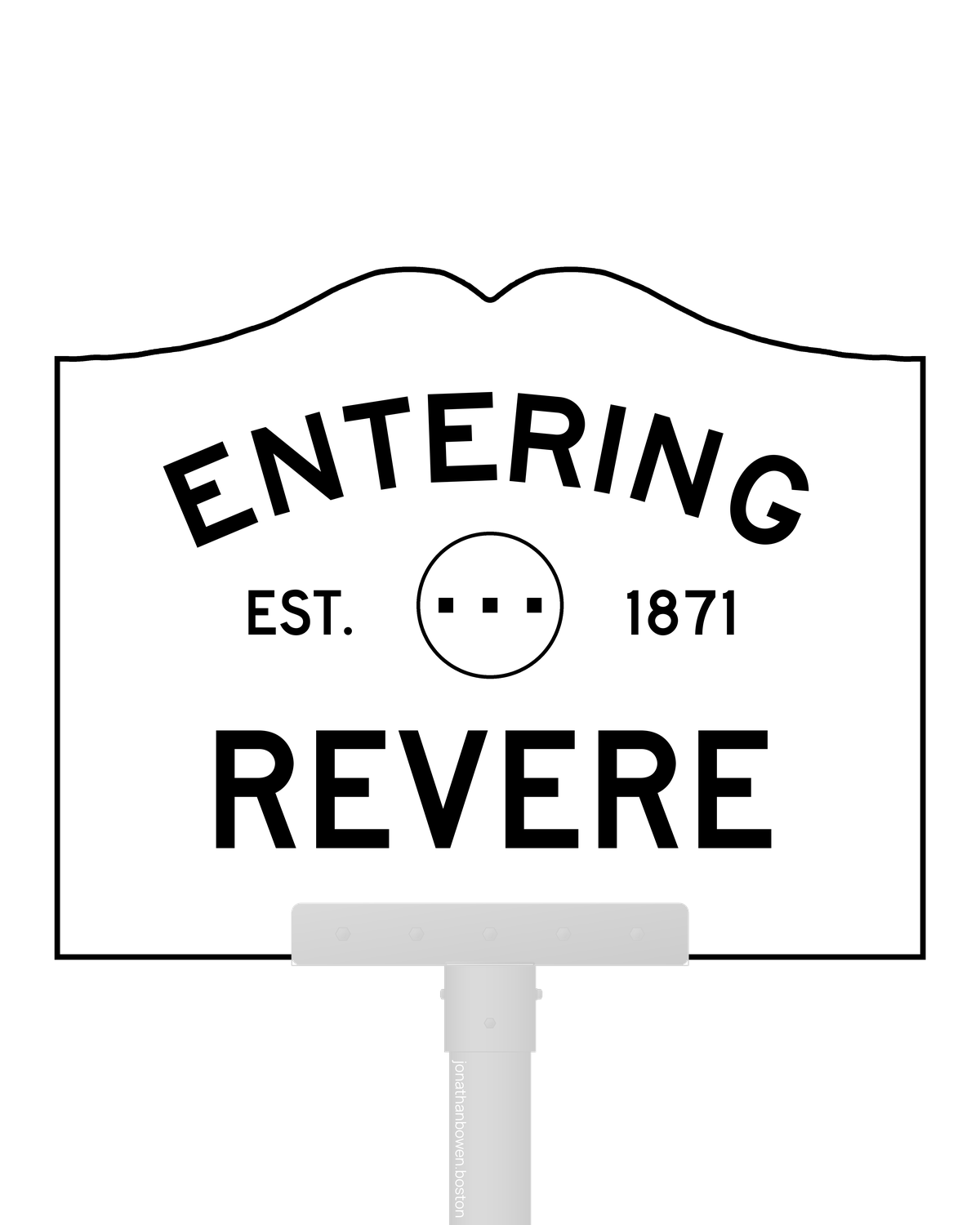 Revere, Massachusetts, appears on a municipal entry sign marked EST. 1871.