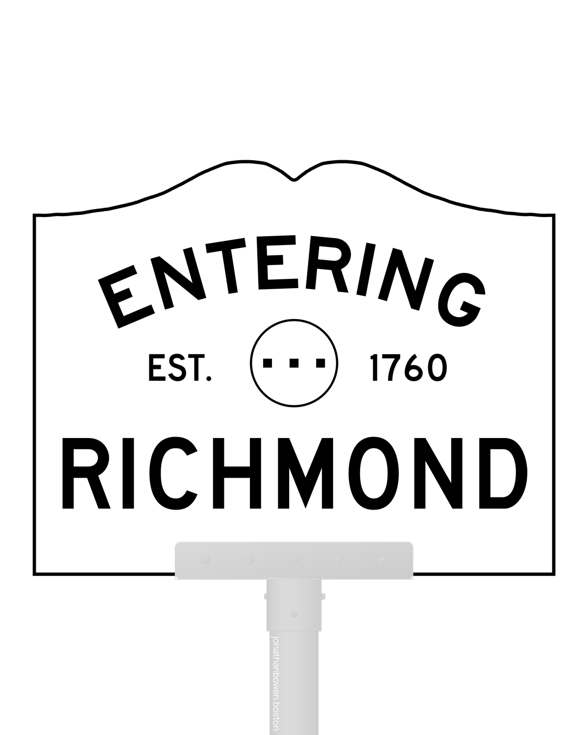 Richmond, Massachusetts, appears on a municipal entry sign marked EST. 1760.