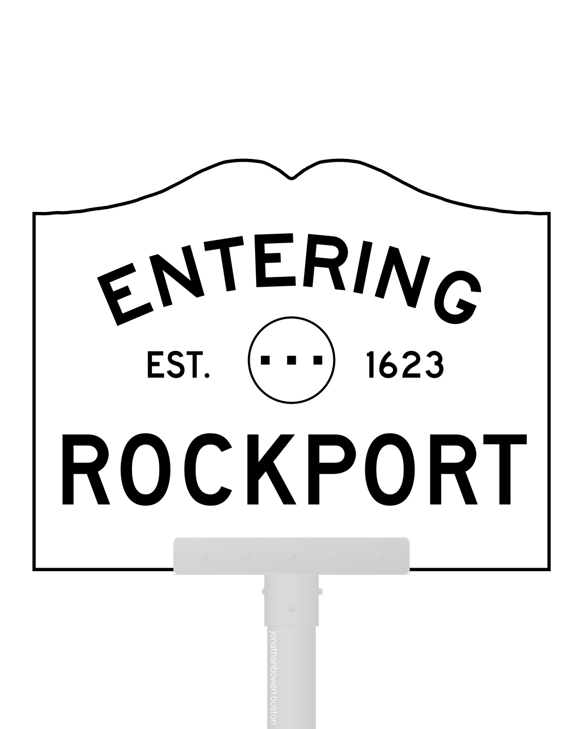 Rockport, Massachusetts, appears on a municipal entry sign marked EST. 1623.
