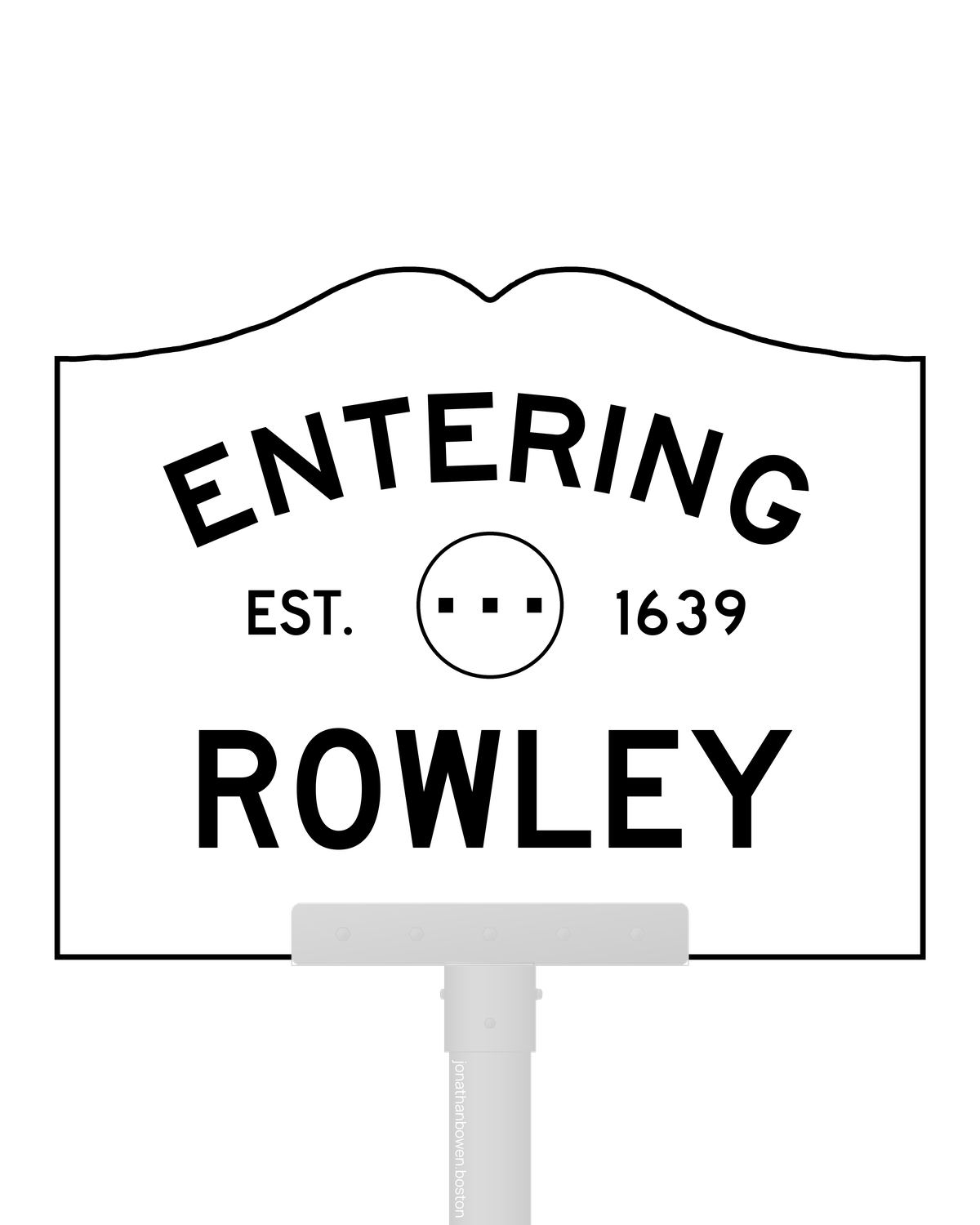 Rowley, Massachusetts, appears on a municipal entry sign marked EST. 1639.