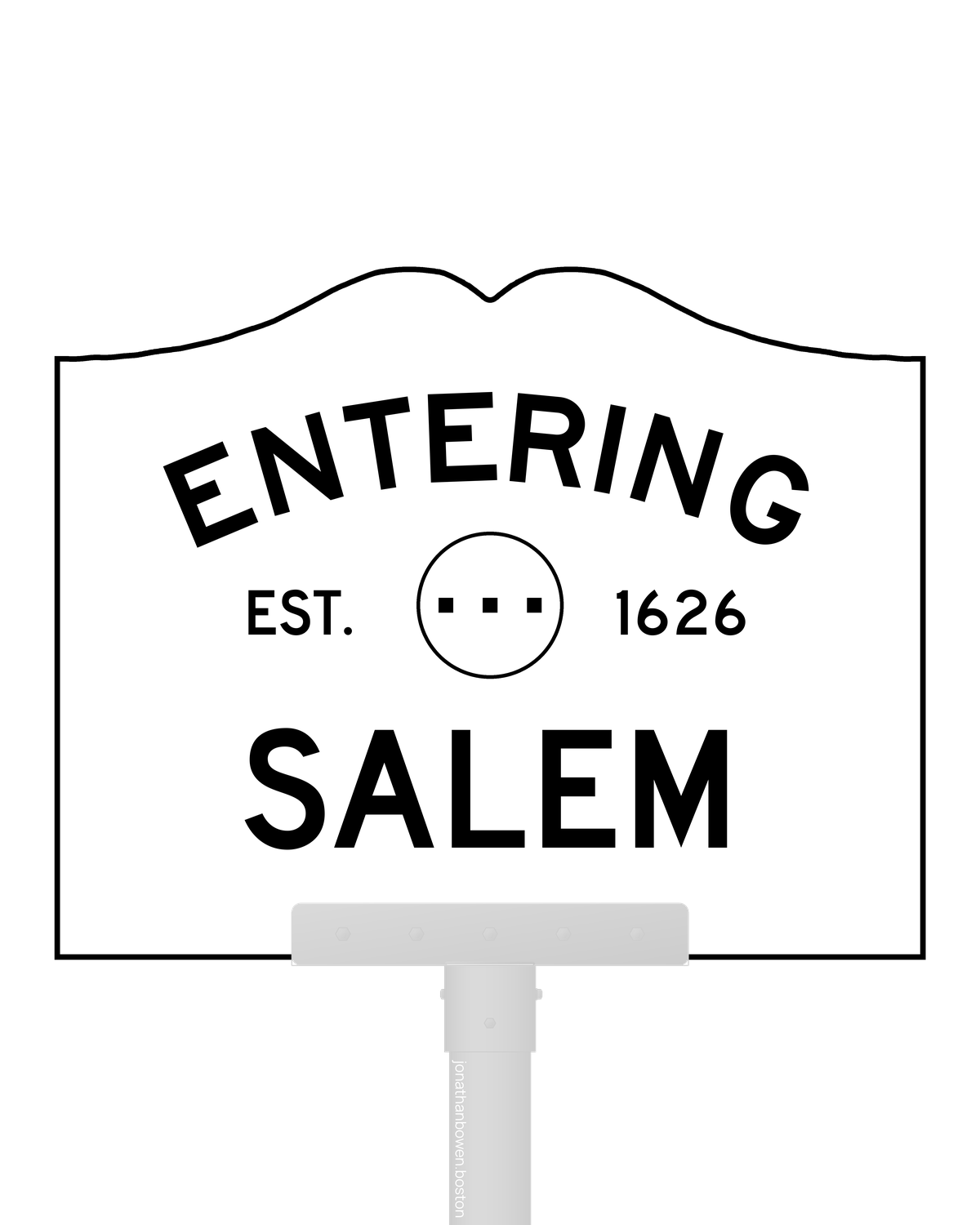 Salem, Massachusetts, appears on a municipal entry sign marked EST. 1626.