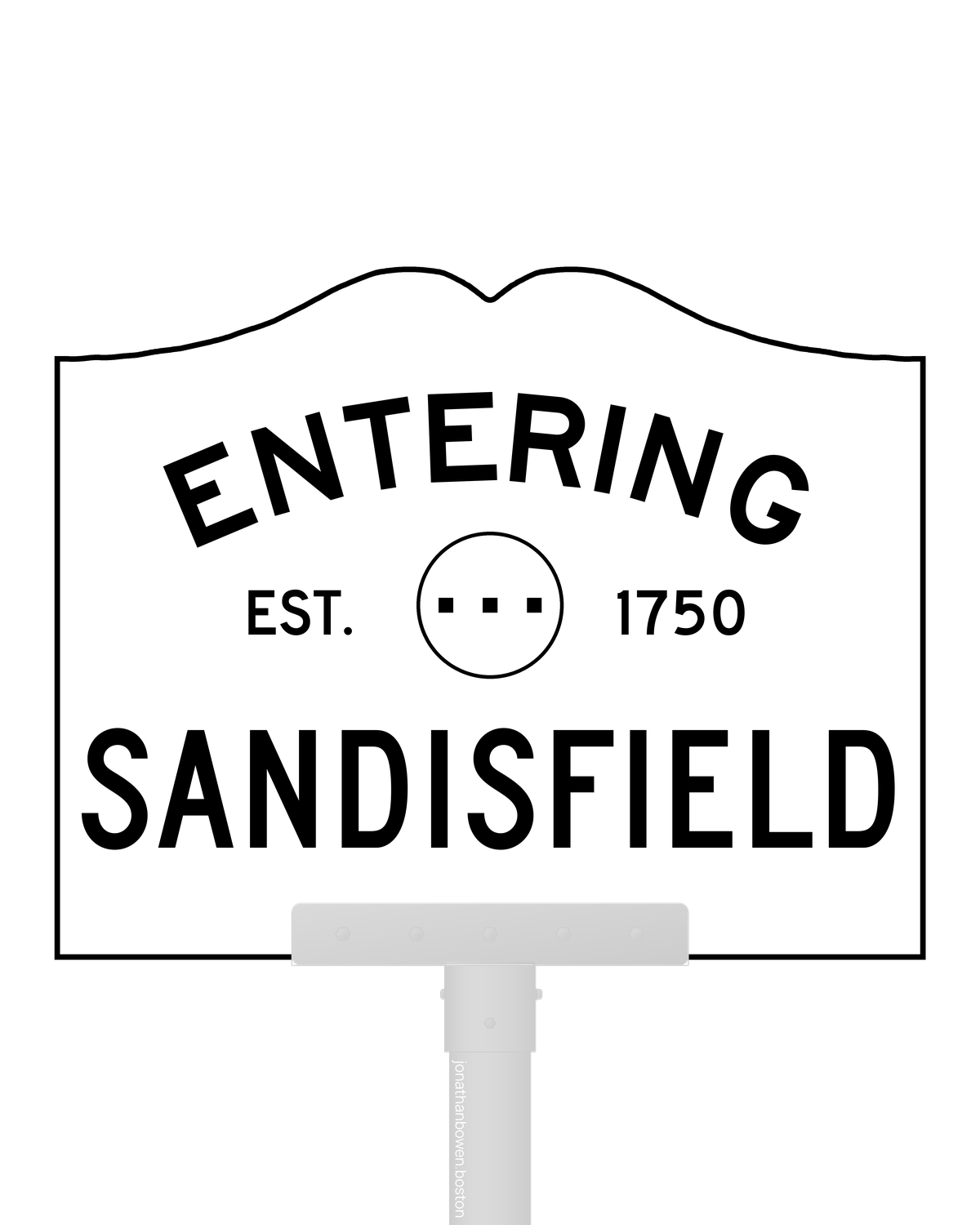 Sandisfield, Massachusetts, appears on a municipal entry sign marked EST. 1750.