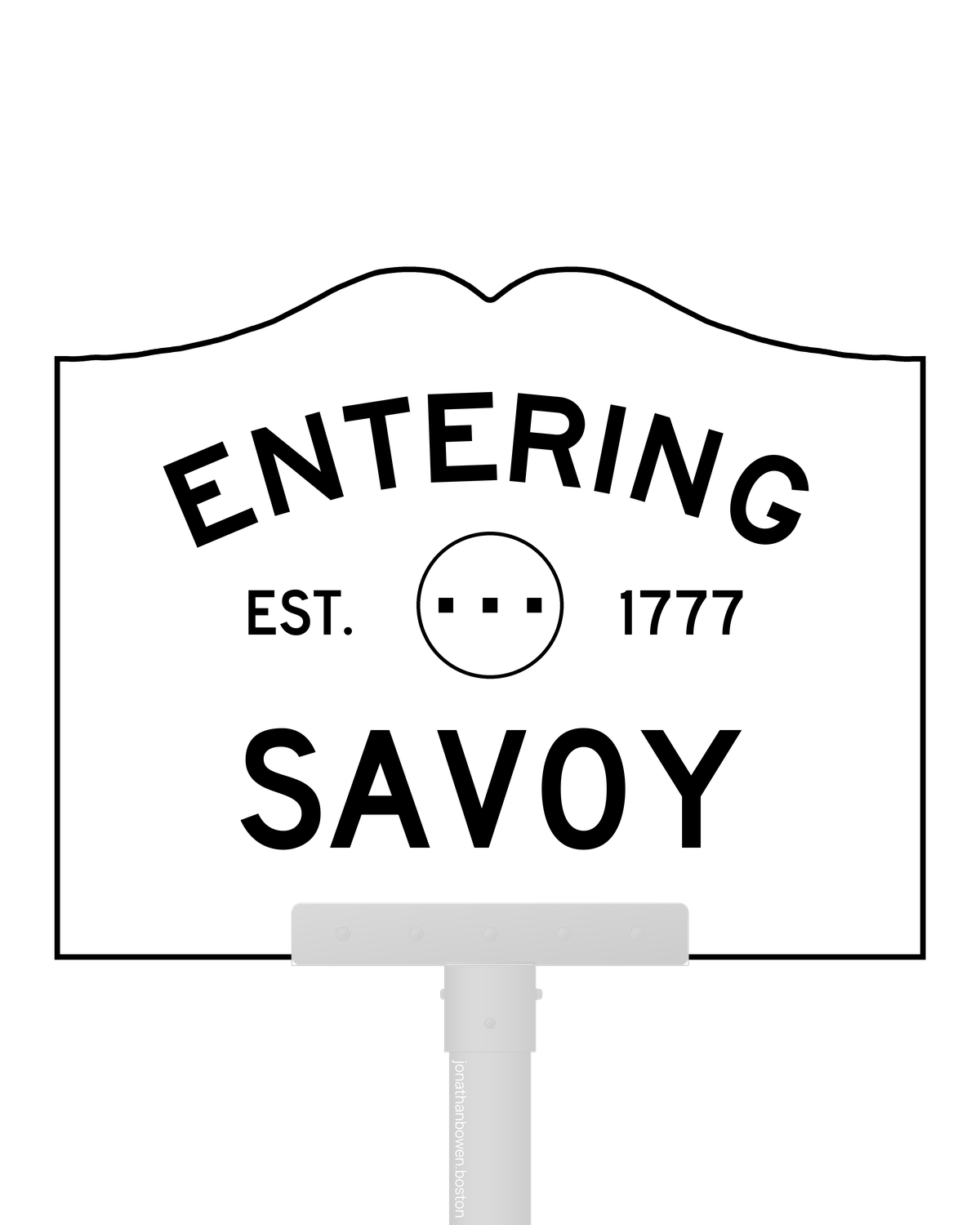Savoy, Massachusetts, appears on a municipal entry sign marked EST. 1777.