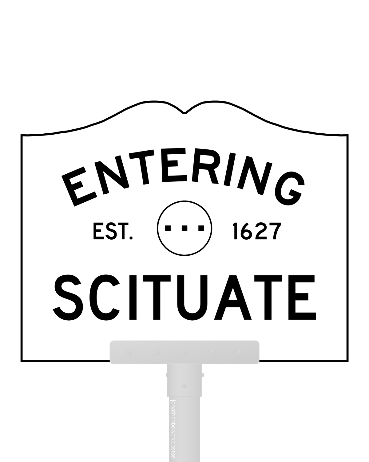 Scituate, Massachusetts, appears on a municipal entry sign marked EST. 1627.