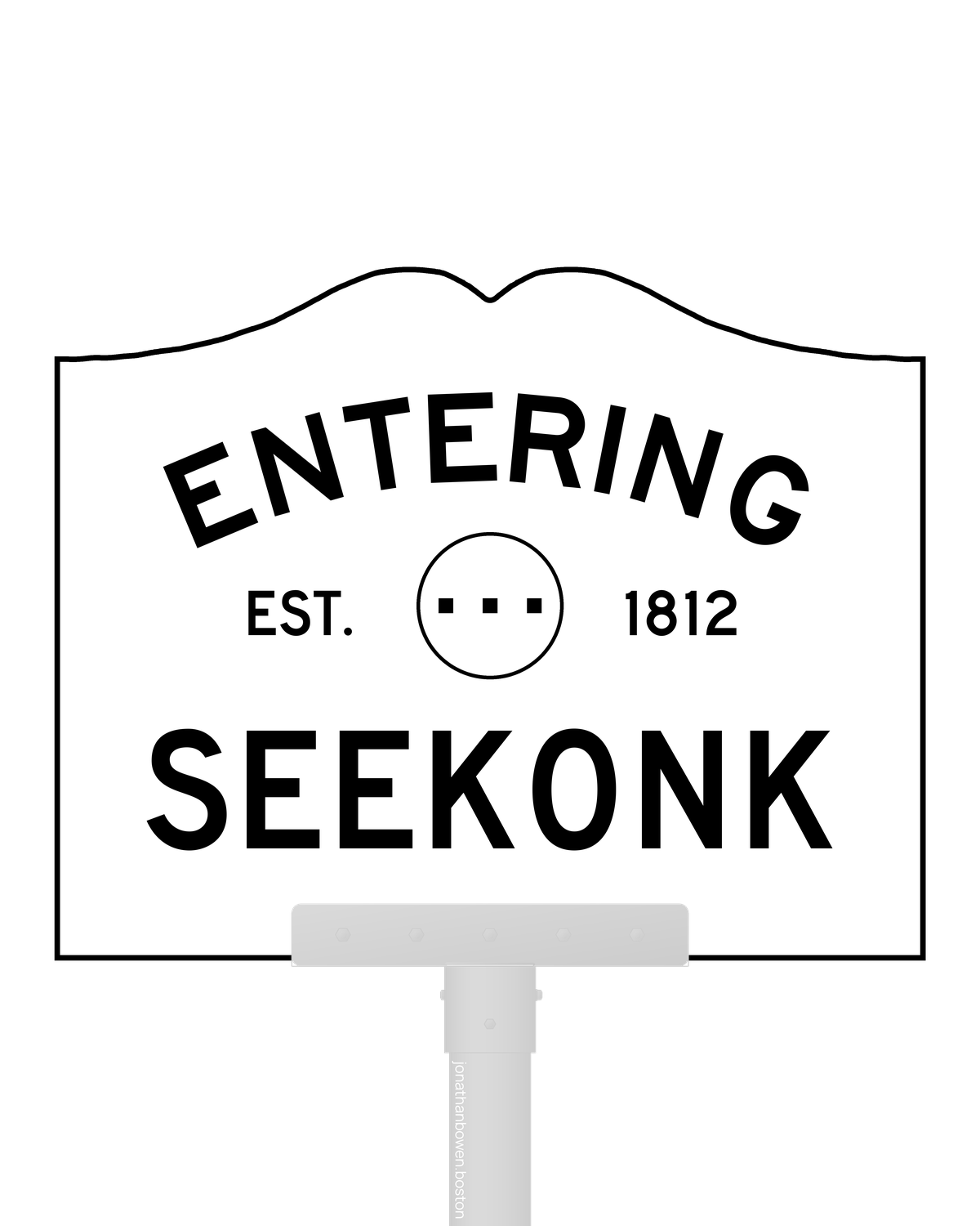 Seekonk, Massachusetts, appears on a municipal entry sign marked EST. 1812.