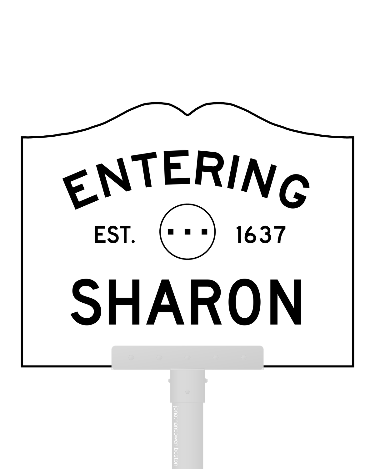 Sharon, Massachusetts, appears on a municipal entry sign marked EST. 1637.
