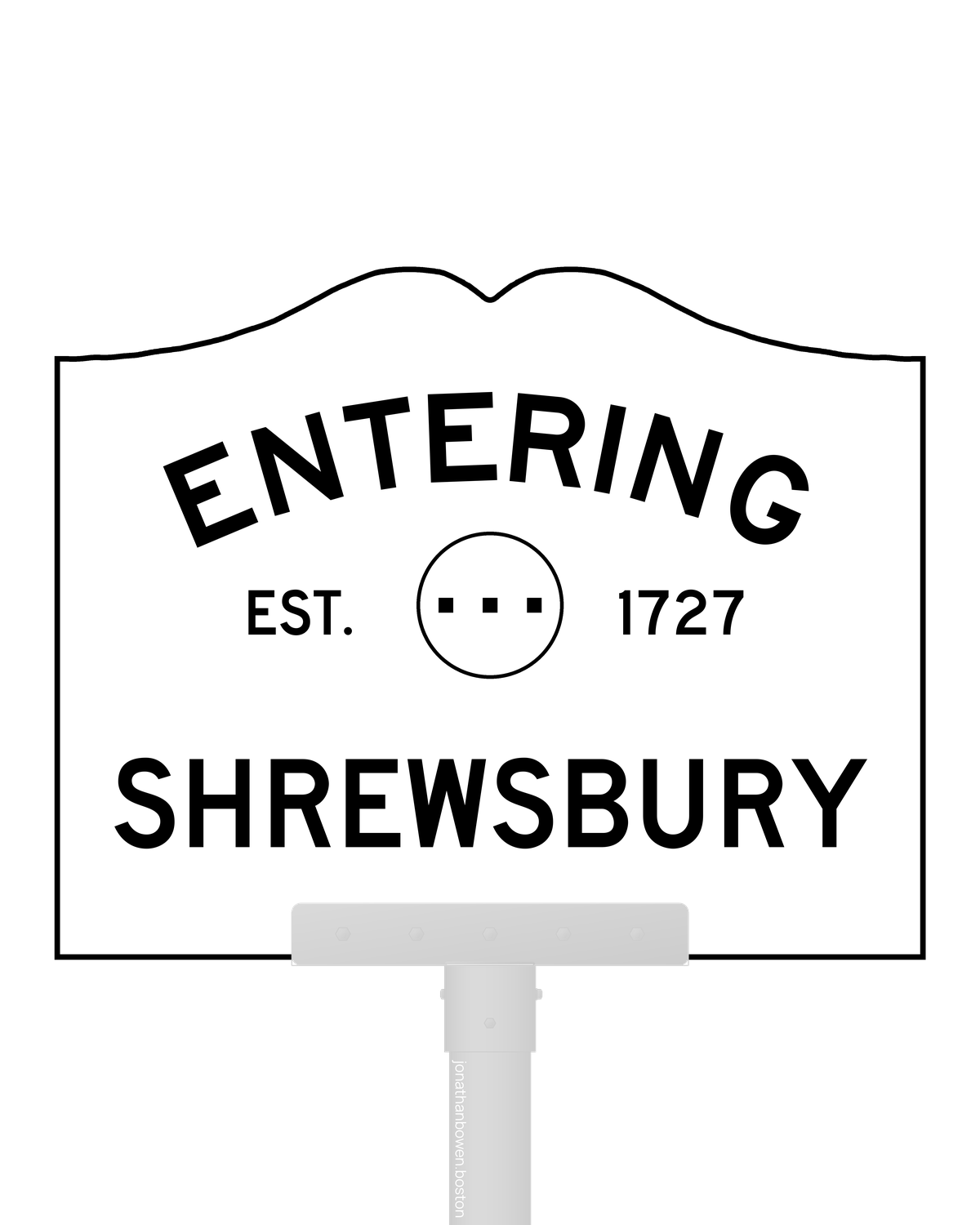 Shrewsbury, Massachusetts, appears on a municipal entry sign marked EST. 1727.
