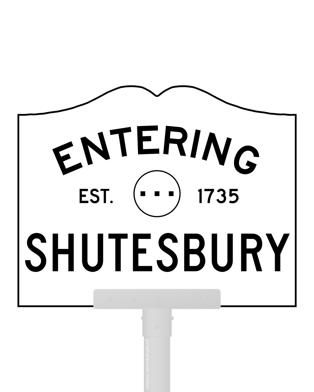 Shutesbury, Massachusetts, appears on a municipal entry sign marked EST. 1735.