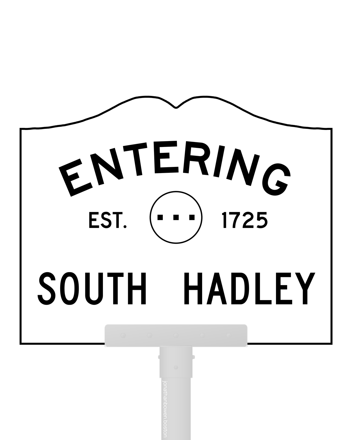 South Hadley, Massachusetts, appears on a municipal entry sign marked EST. 1725.