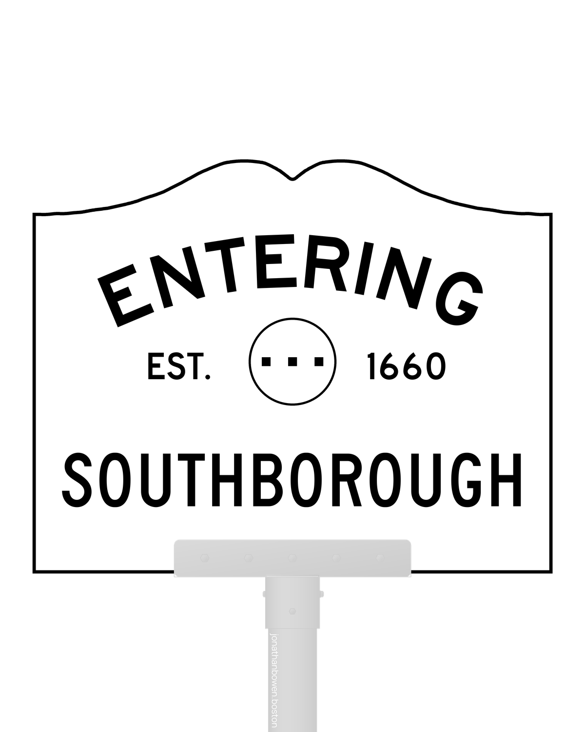 Southborough, Massachusetts, appears on a municipal entry sign marked EST. 1660.