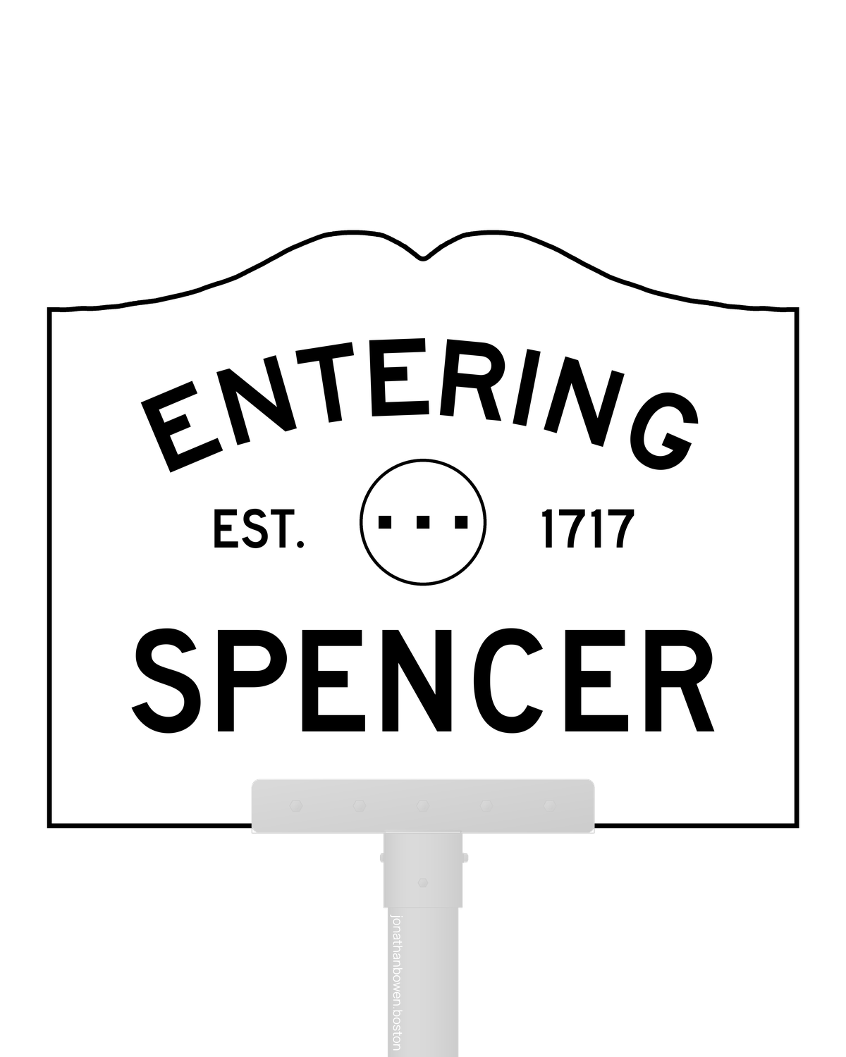 Spencer, Massachusetts, appears on a municipal entry sign marked EST. 1717.