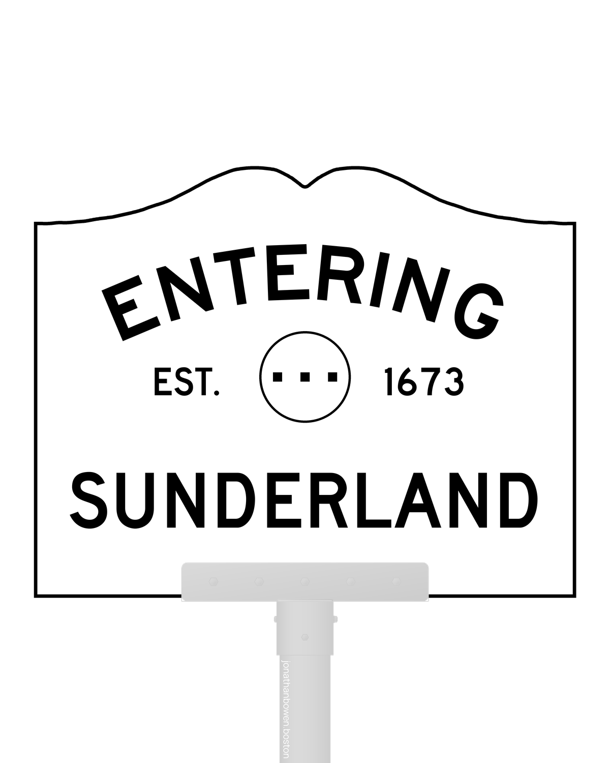Sunderland, Massachusetts, appears on a municipal entry sign marked EST. 1673.