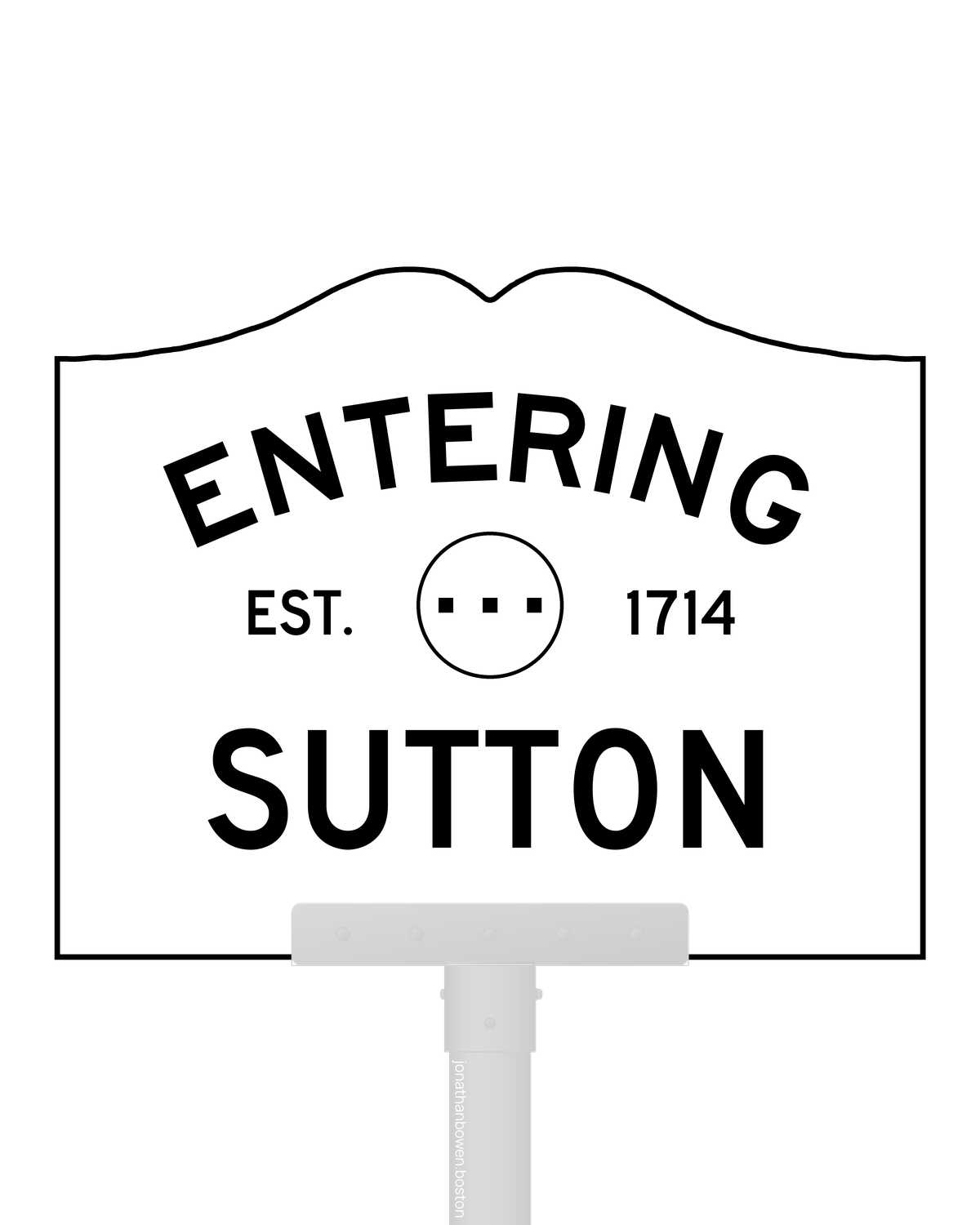 Sutton, Massachusetts, appears on a municipal entry sign marked EST. 1714.