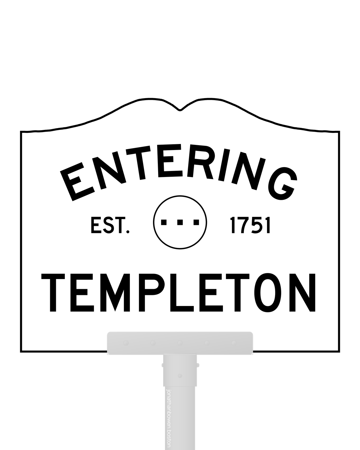 Templeton, Massachusetts, appears on a municipal entry sign marked EST. 1751.