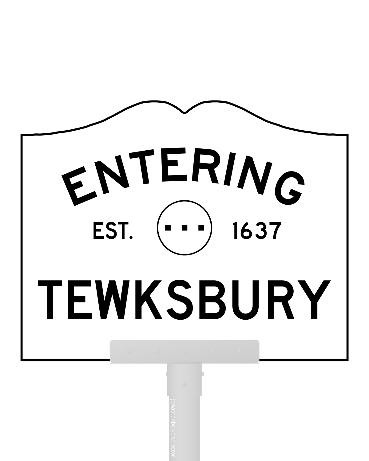 Tewksbury, Massachusetts, appears on a municipal entry sign marked EST. 1637.