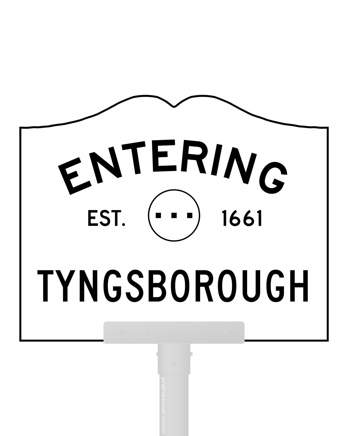 Tyngsborough, Massachusetts, appears on a municipal entry sign marked EST. 1661.