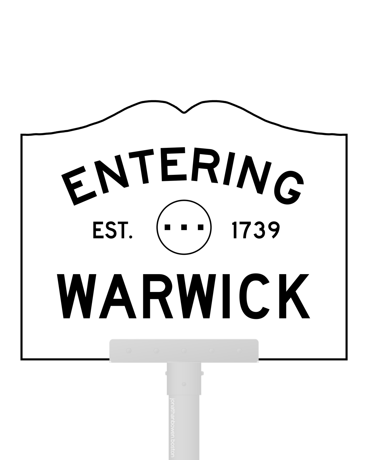 Warwick, Massachusetts, appears on a municipal entry sign marked EST. 1739.