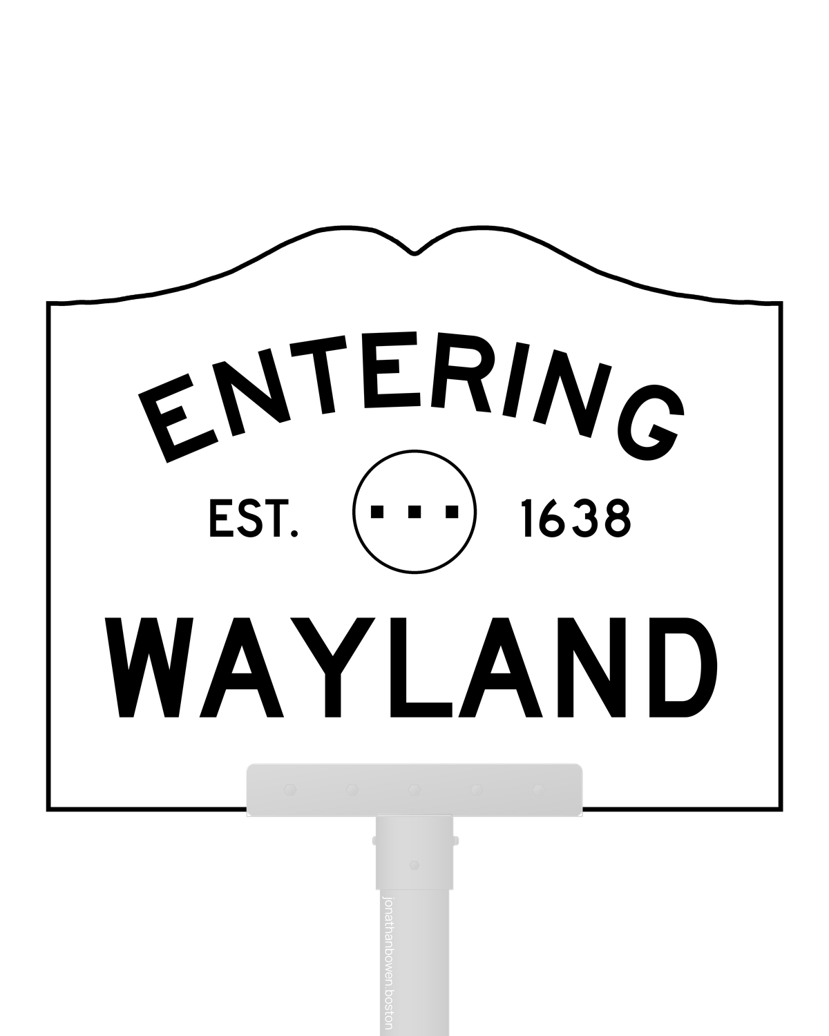 Wayland, Massachusetts, appears on a municipal entry sign marked EST. 1638.