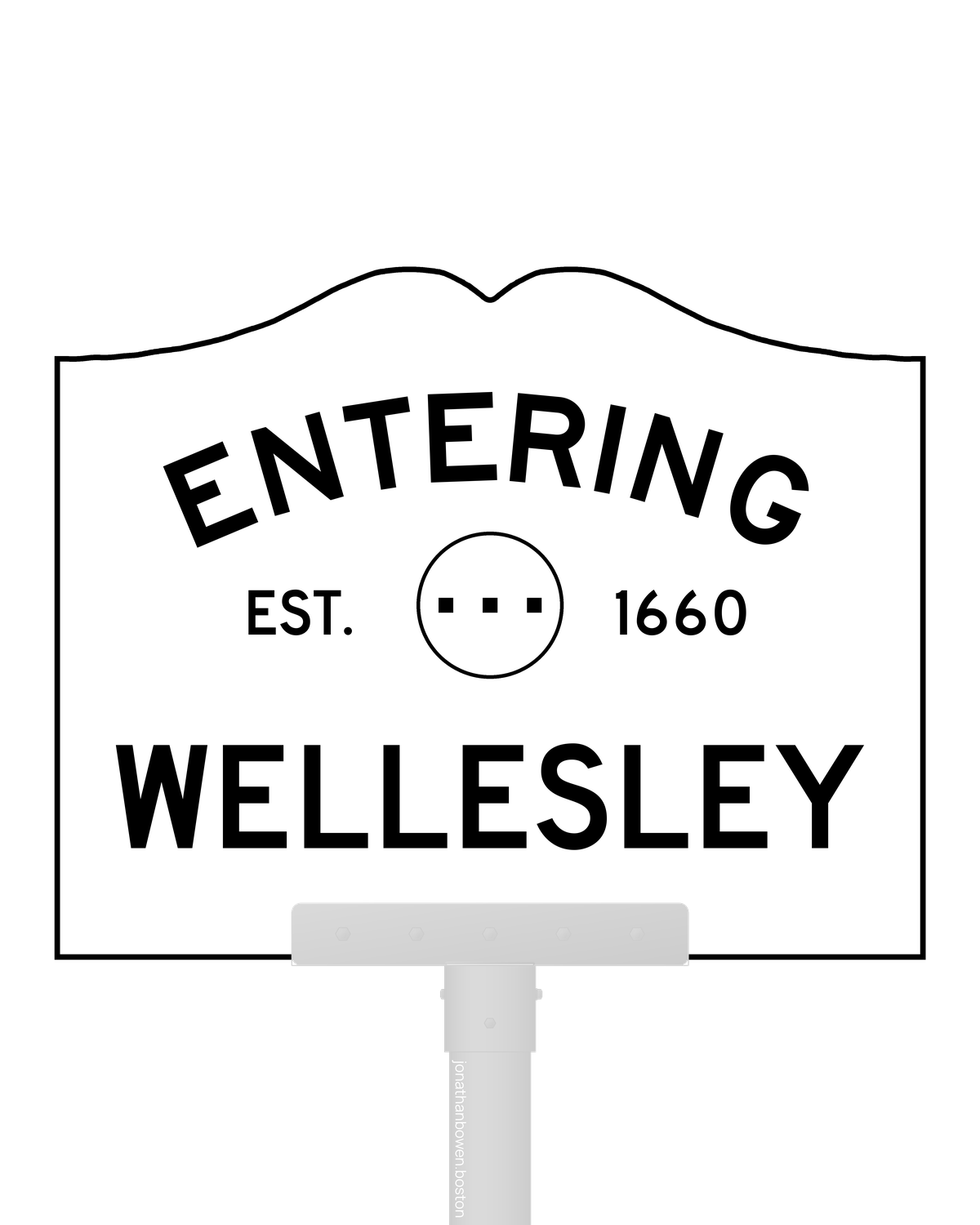 Wellesley, Massachusetts, appears on a municipal entry sign marked EST. 1660.
