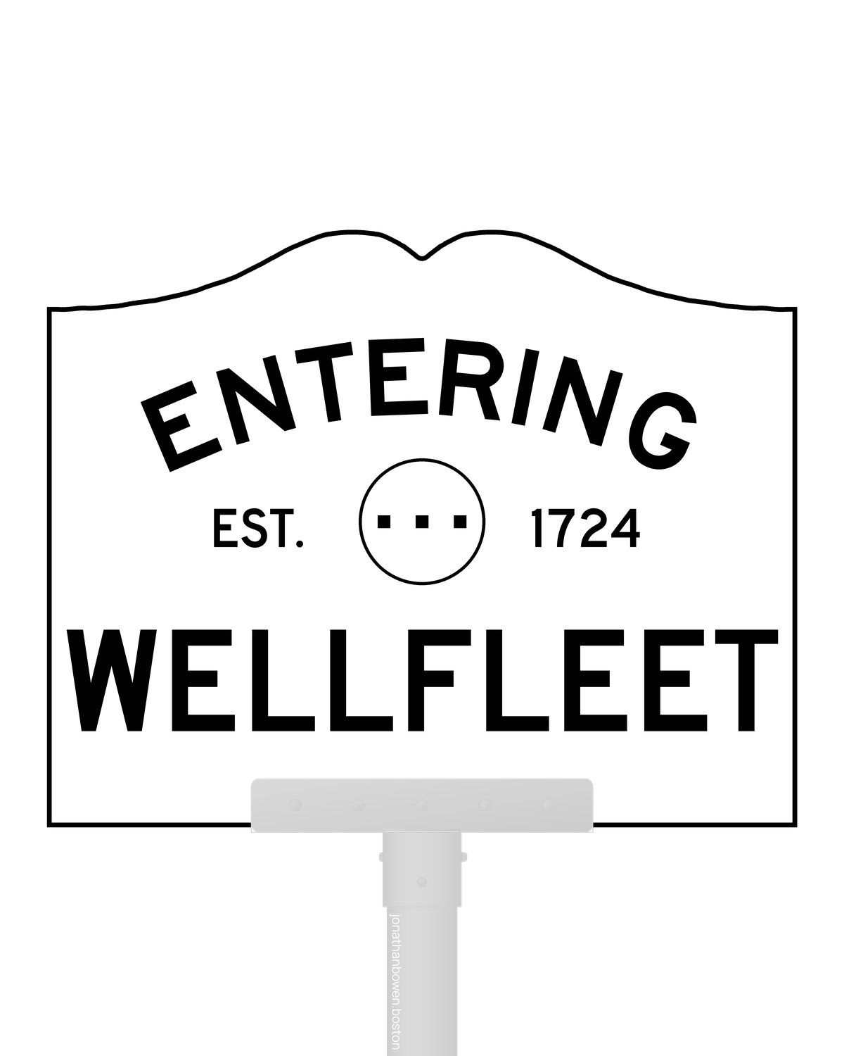 Wellfleet, Massachusetts, appears on a municipal entry sign marked EST. 1724.