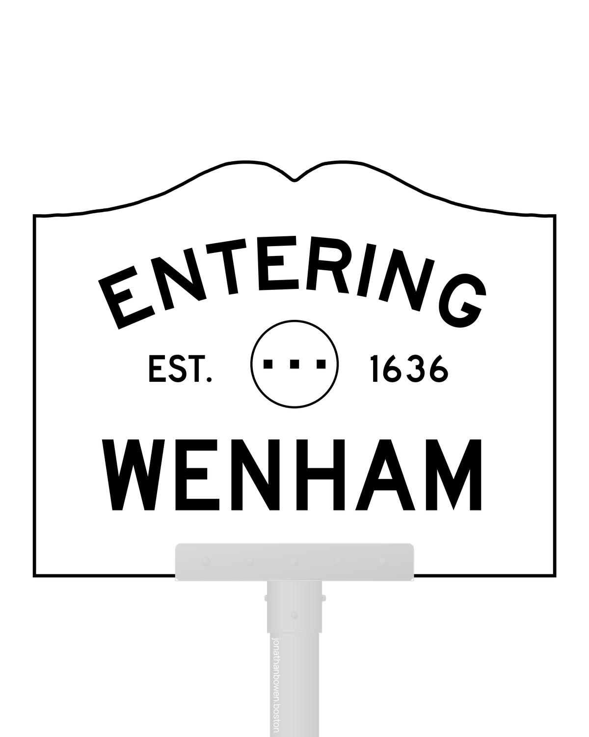 Wenham, Massachusetts, appears on a municipal entry sign marked EST. 1636.