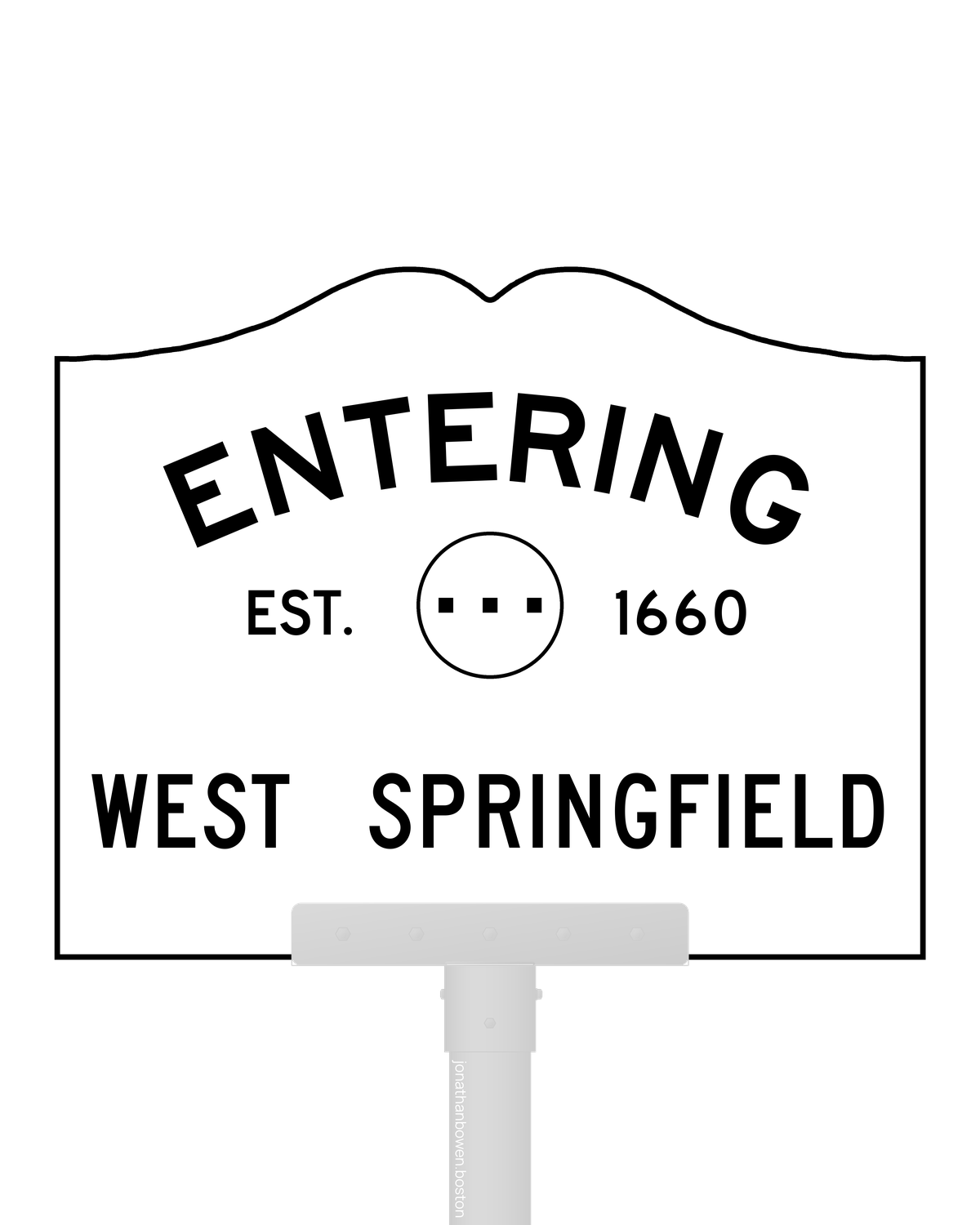 West Springfield, Massachusetts, appears on a municipal entry sign marked EST. 1660.