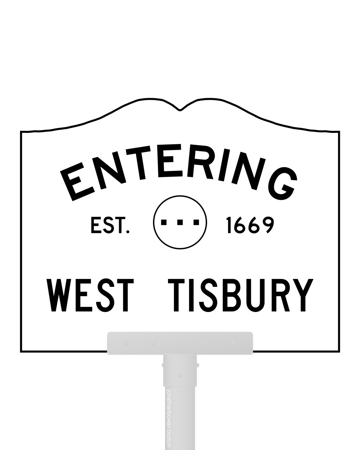 West Tisbury, Massachusetts, appears on a municipal entry sign marked EST. 1669.