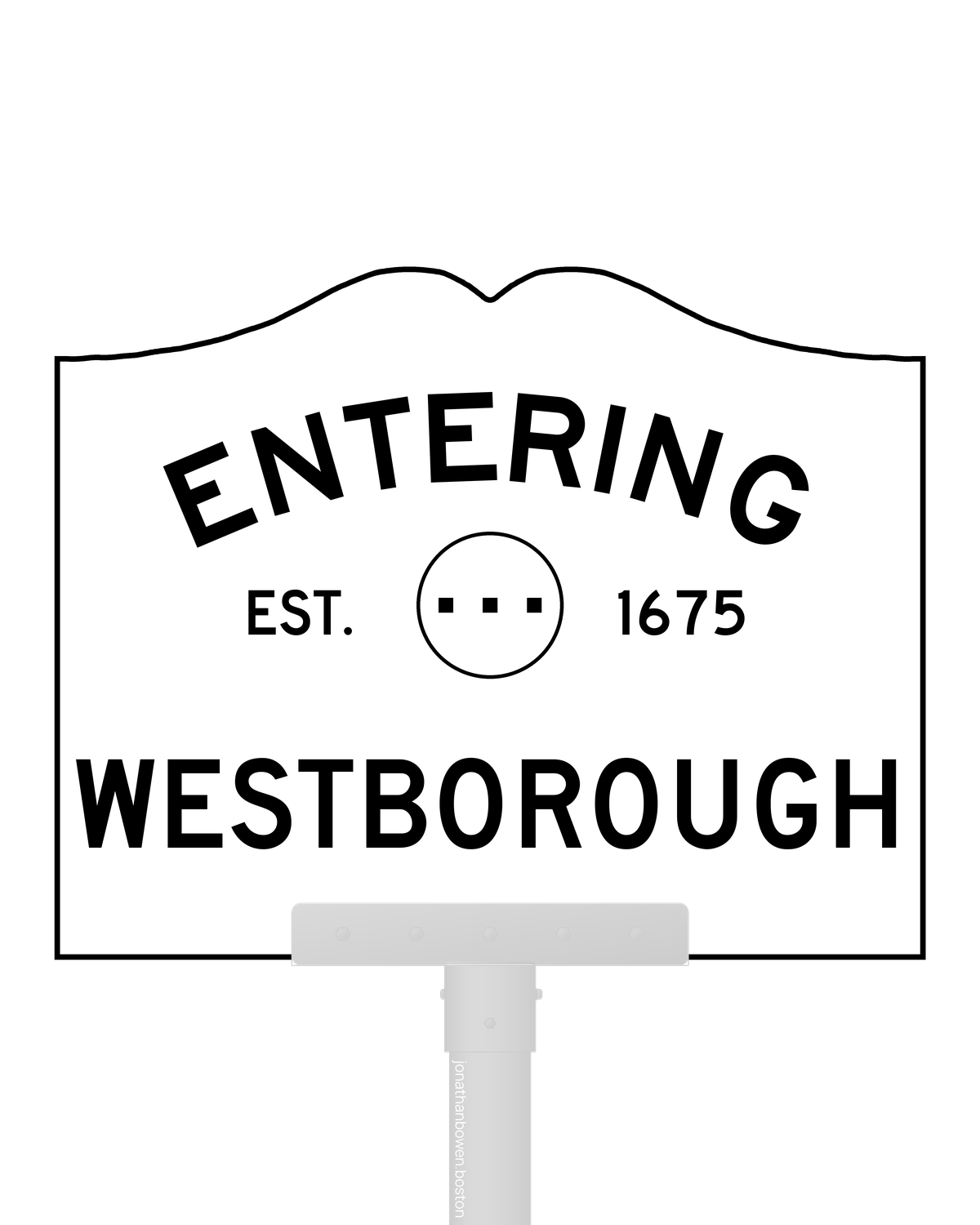 Westborough, Massachusetts, appears on a municipal entry sign marked EST. 1675.