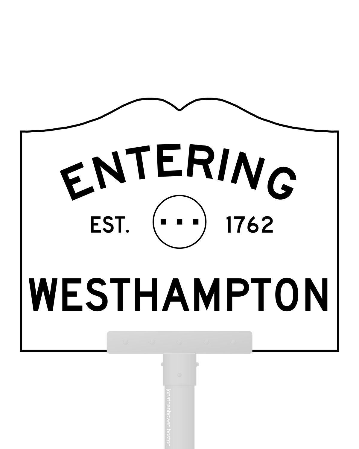 Westhampton, Massachusetts, appears on a municipal entry sign marked EST. 1762.