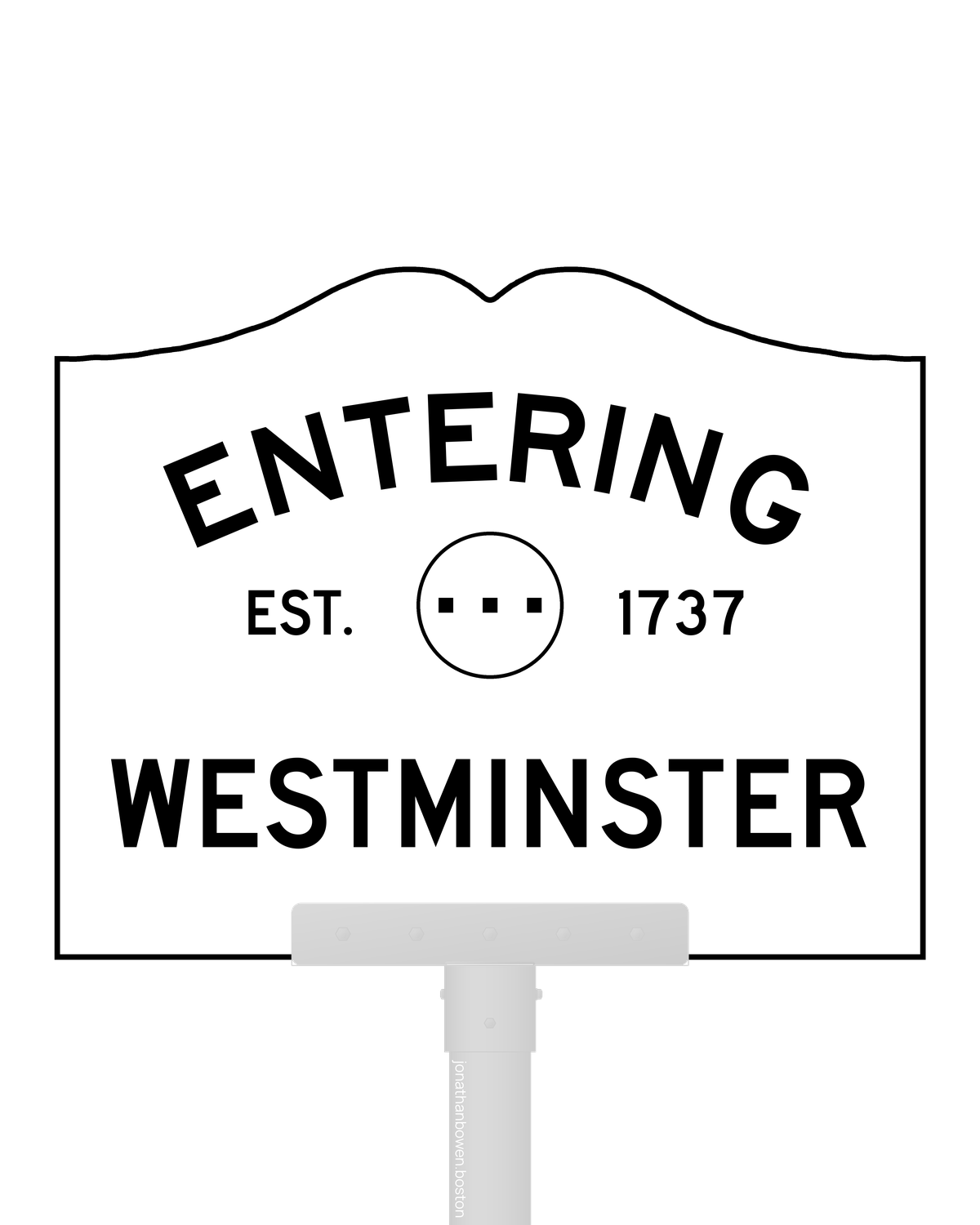 Westminster, Massachusetts, appears on a municipal entry sign marked EST. 1737.