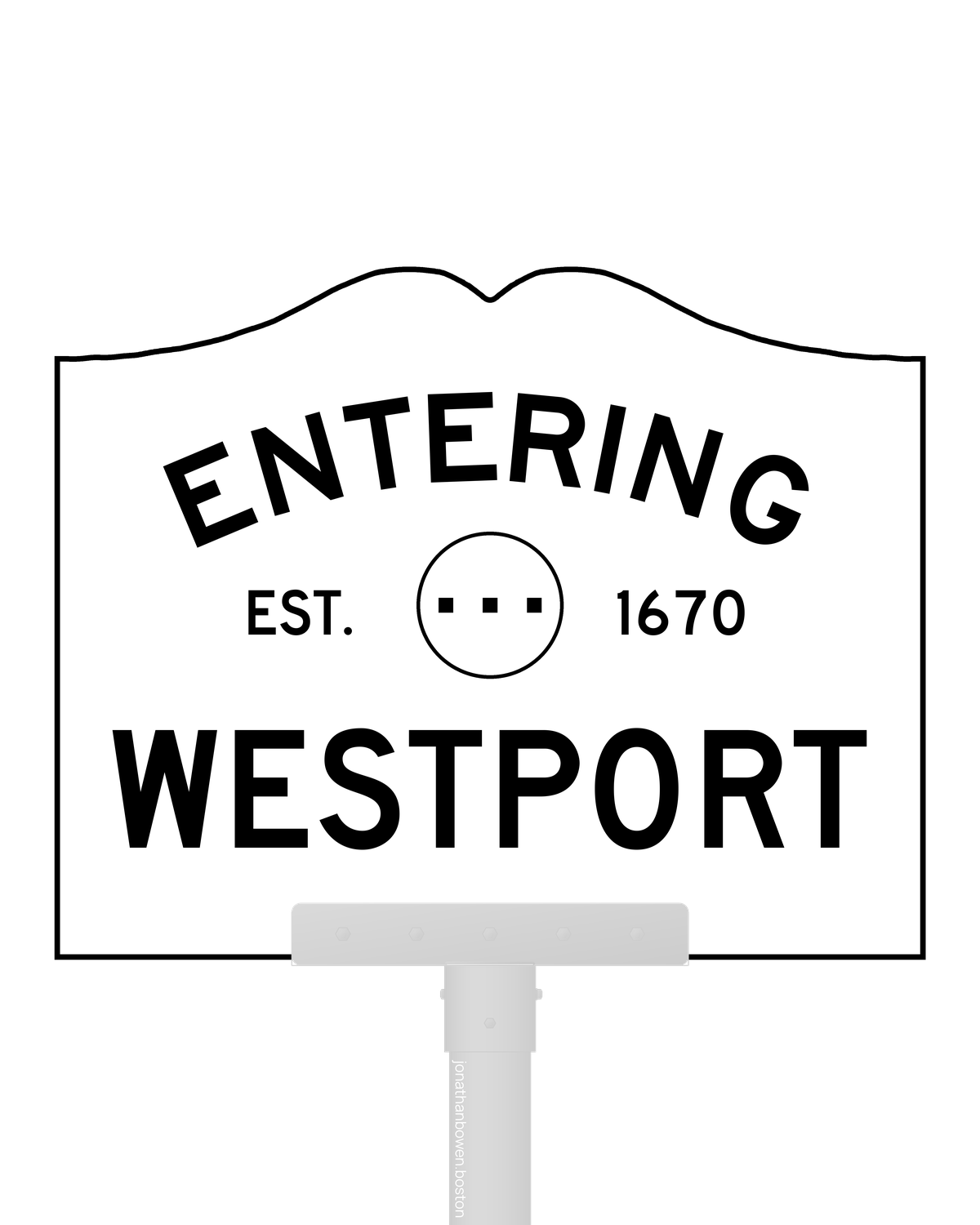 Westport, Massachusetts, appears on a municipal entry sign marked EST. 1670.
