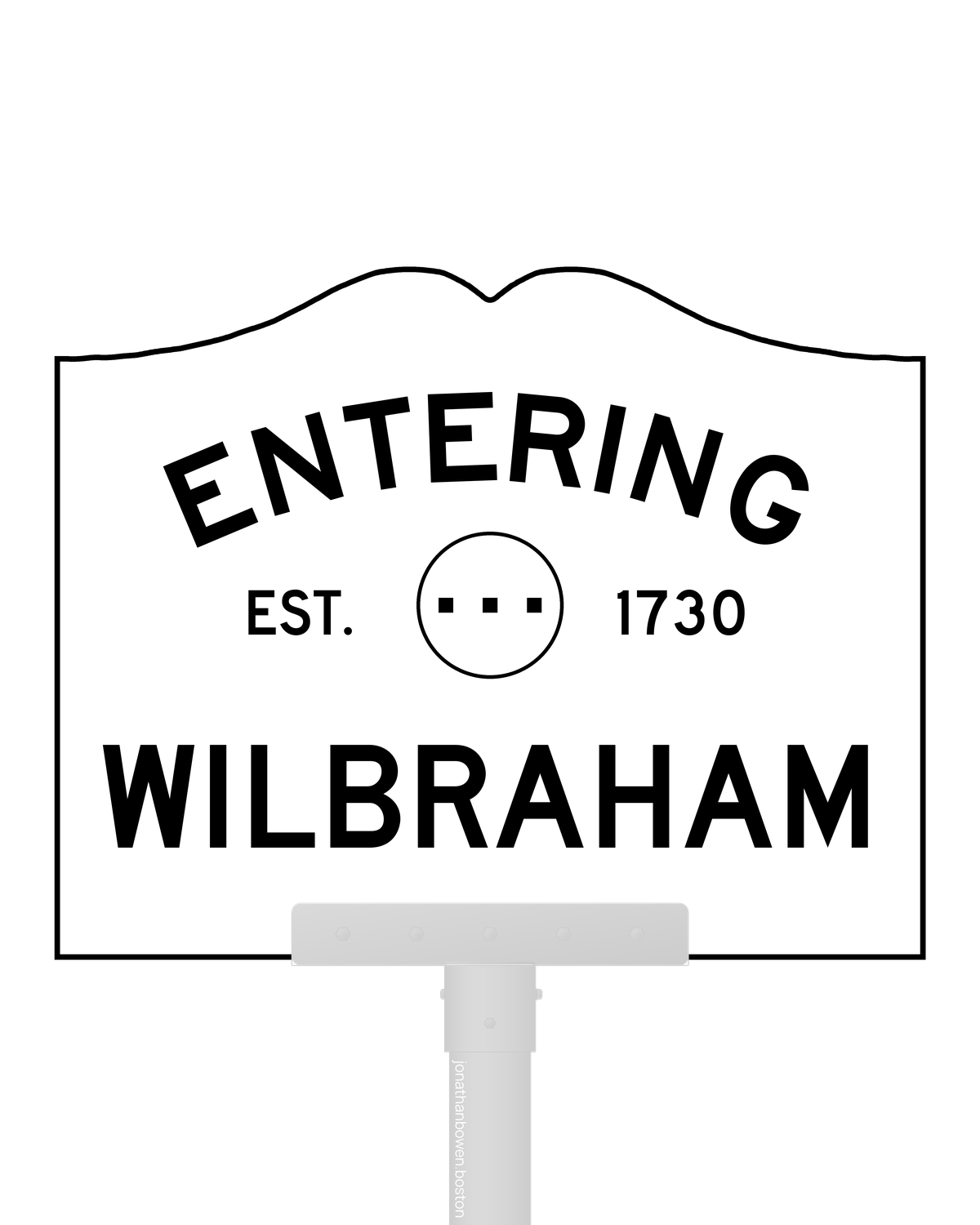 Wilbraham, Massachusetts, appears on a municipal entry sign marked EST. 1730.