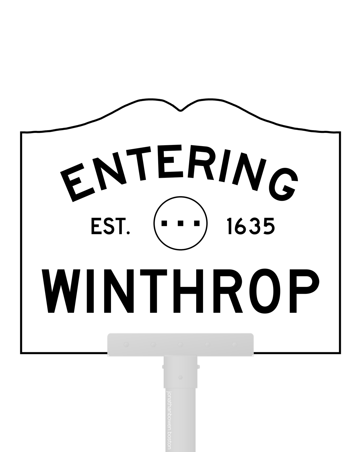 Winthrop, Massachusetts, appears on a municipal entry sign marked EST. 1635.