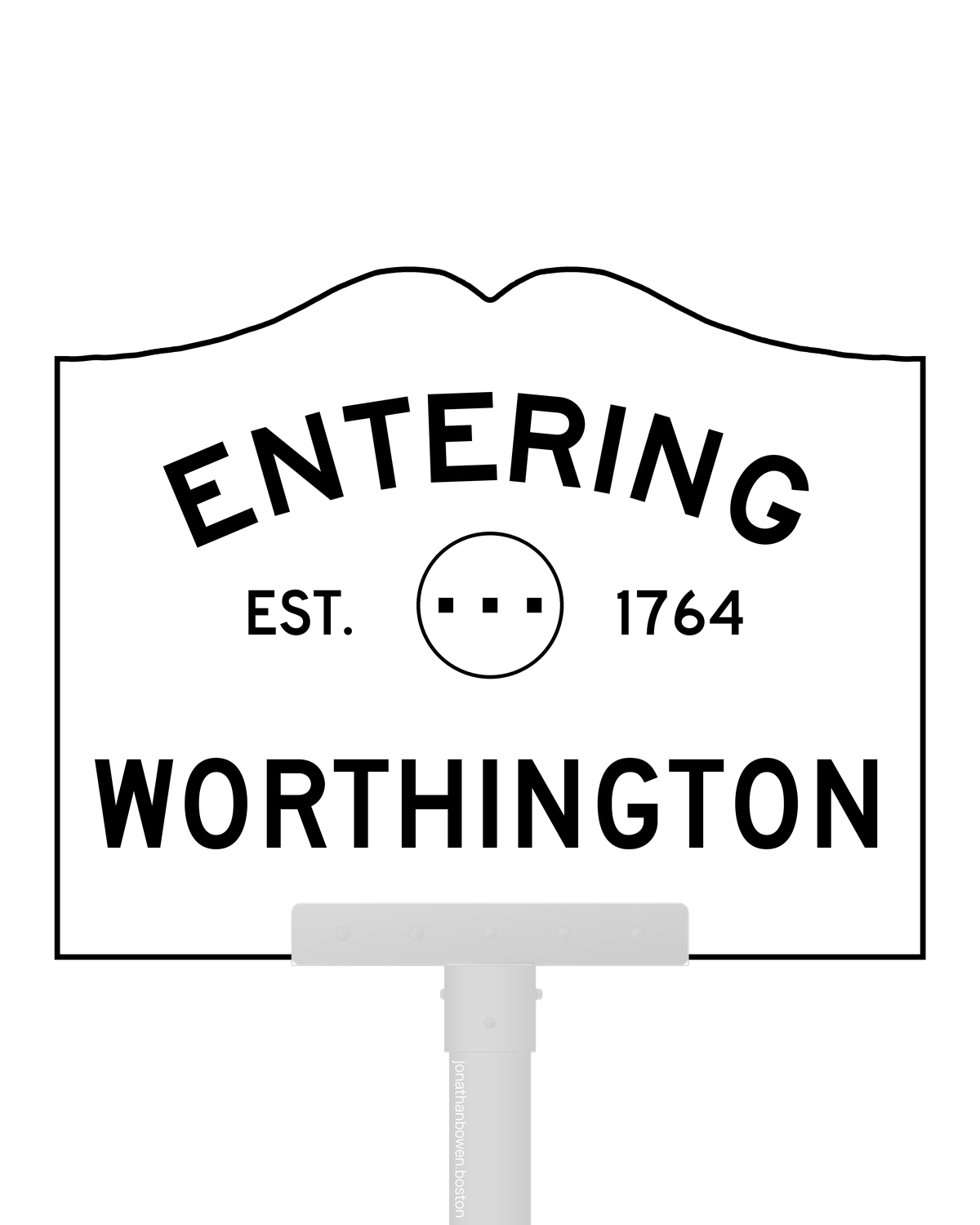 Worthington, Massachusetts, appears on a municipal entry sign marked EST. 1764.