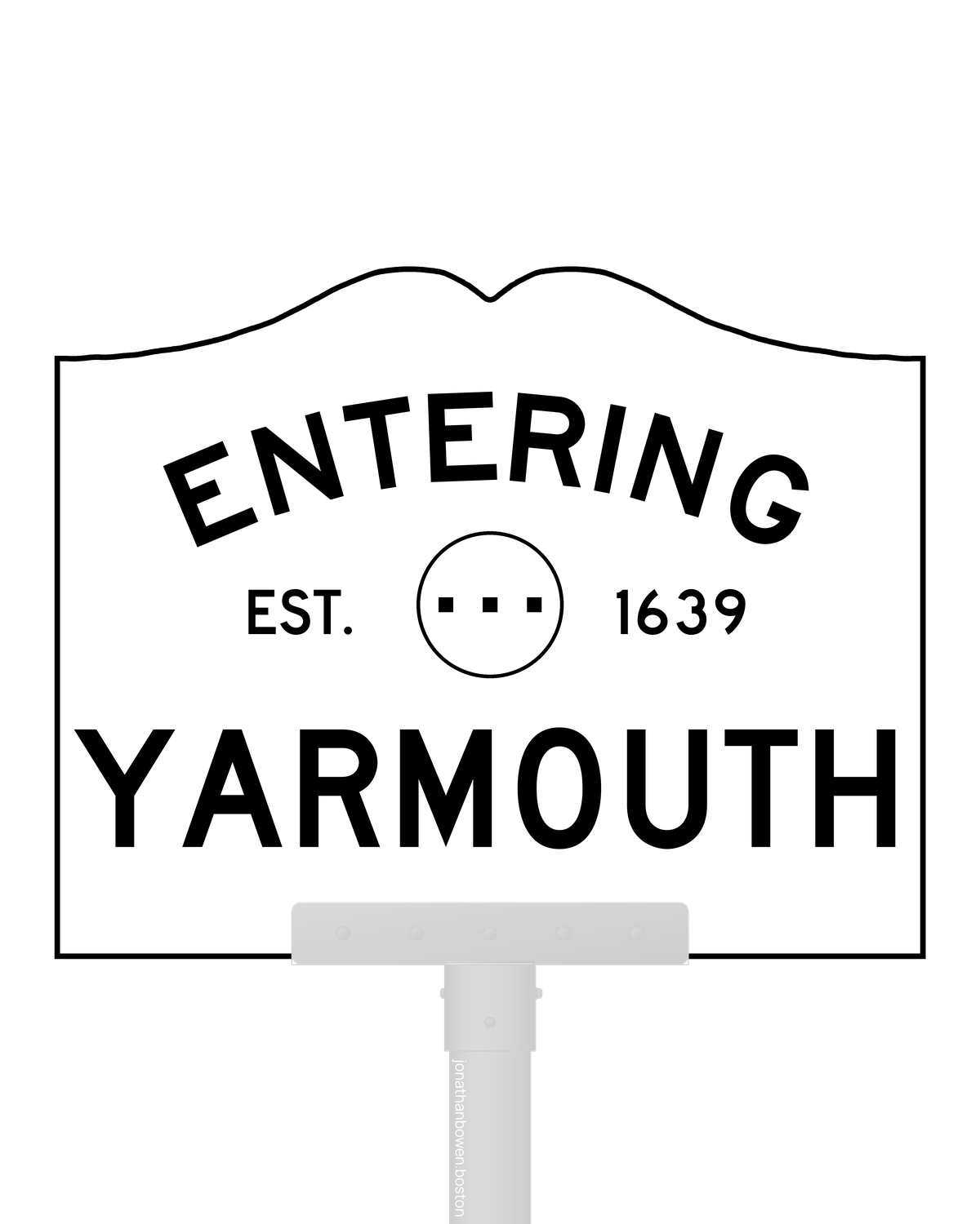 Yarmouth, Massachusetts, appears on a municipal entry sign marked EST. 1639.