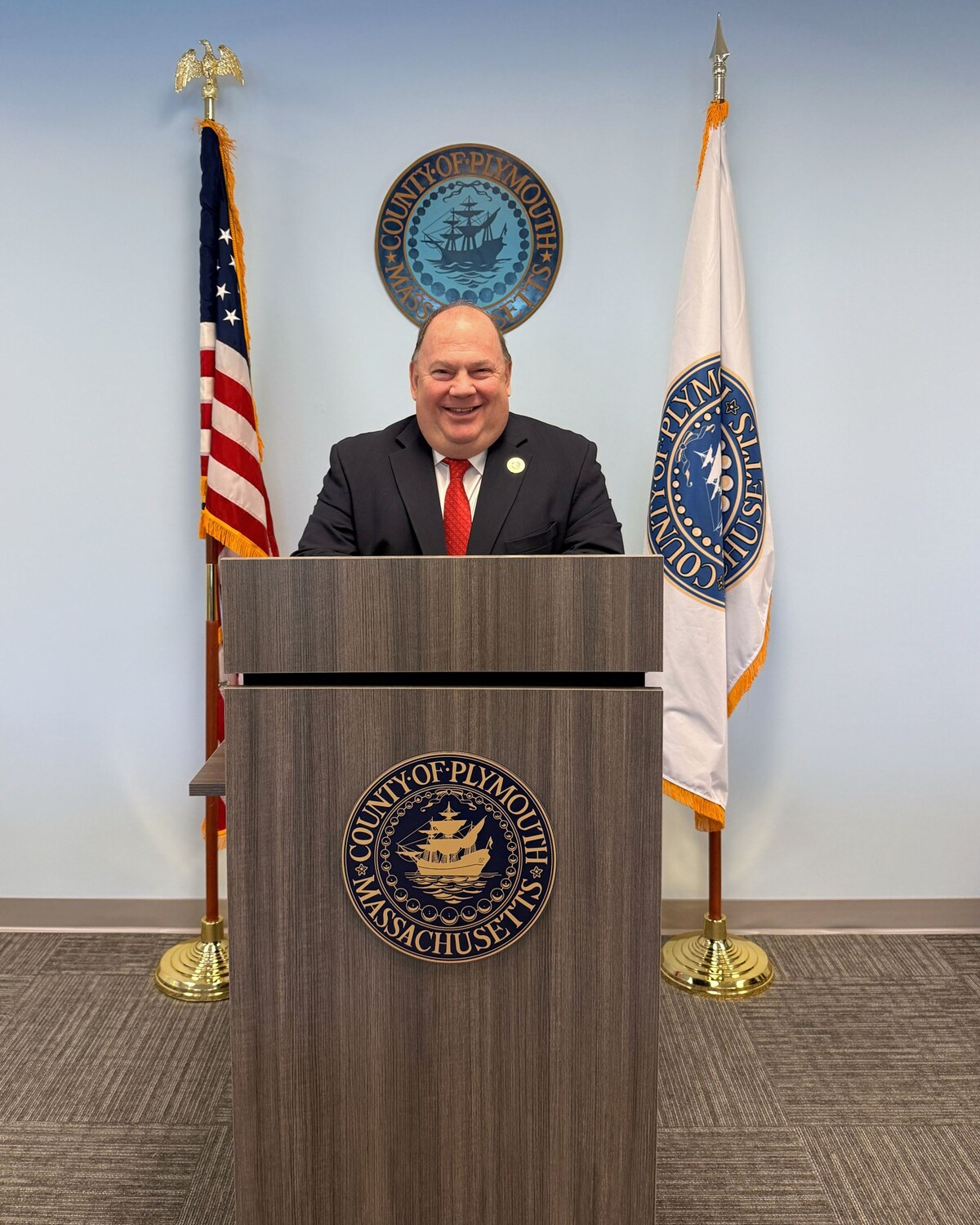 Official portrait of Thomas J. "Tom" O'Brien, Plymouth County Treasurer.